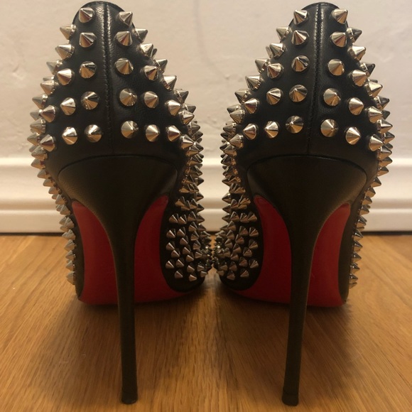 Christian Louboutins Bianca Black Spiked Heels - Picture 4 of 8
